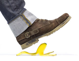 photo: a boot about to step on a banana peel